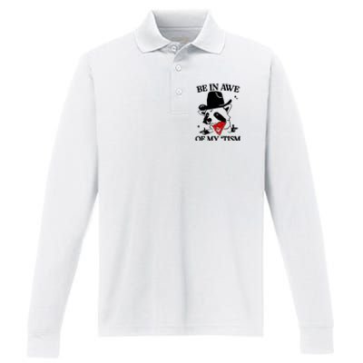 Be In Awe Of My Tism Retro Style Performance Long Sleeve Polo