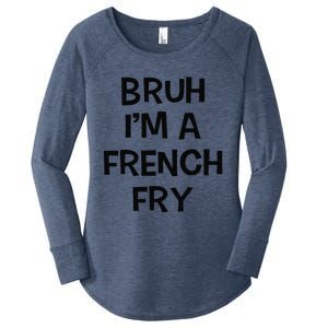 Bruh IM A French Fry Funny Pretend Lazy Halloween Costume Women's Perfect Tri Tunic Long Sleeve Shirt