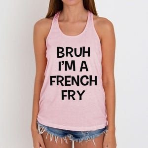 Bruh IM A French Fry Funny Pretend Lazy Halloween Costume Women's Knotted Racerback Tank