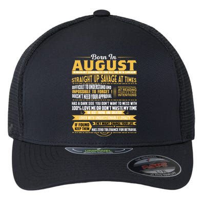 Born In August Leo Zodiac Virgo Birthday Funny Gift Flexfit Unipanel Trucker Cap