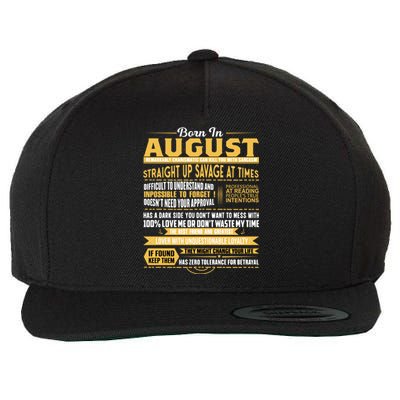 Born In August Leo Zodiac Virgo Birthday Funny Gift Wool Snapback Cap