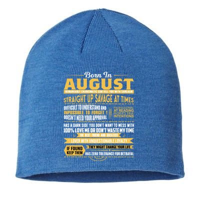 Born In August Leo Zodiac Virgo Birthday Funny Gift Sustainable Beanie