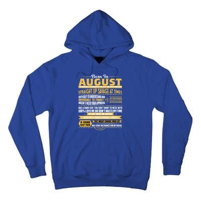 Born In August Leo Zodiac Virgo Birthday Funny Gift Tall Hoodie