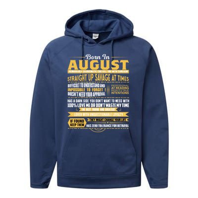 Born In August Leo Zodiac Virgo Birthday Funny Gift Performance Fleece Hoodie