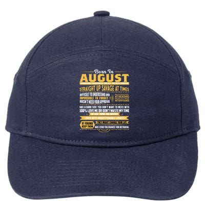 Born In August Leo Zodiac Virgo Birthday Funny Gift 7-Panel Snapback Hat