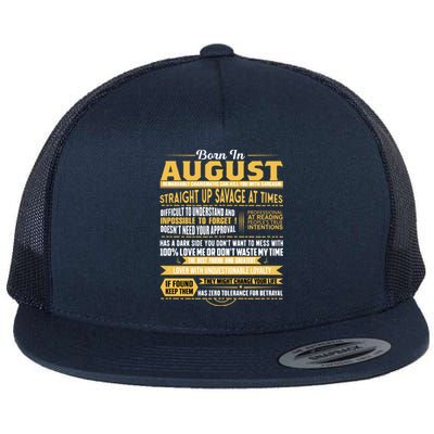 Born In August Leo Zodiac Virgo Birthday Funny Gift Flat Bill Trucker Hat