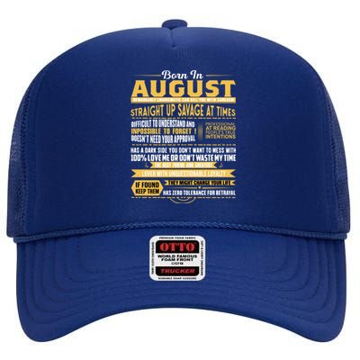 Born In August Leo Zodiac Virgo Birthday Funny Gift High Crown Mesh Back Trucker Hat