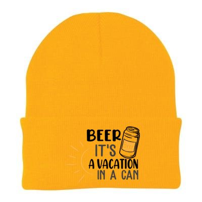 Beer ItS A Vacation In A Can National Beer Day Gift Knit Cap Winter Beanie