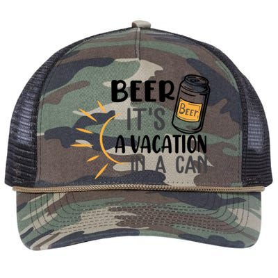 Beer ItS A Vacation In A Can National Beer Day Gift Retro Rope Trucker Hat Cap