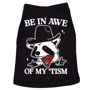 Be In Awe Of My Tism Funny Racoon Meme Retro Doggie Tank