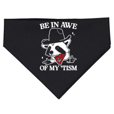 Be In Awe Of My Tism Funny Racoon Meme Retro USA-Made Doggie Bandana