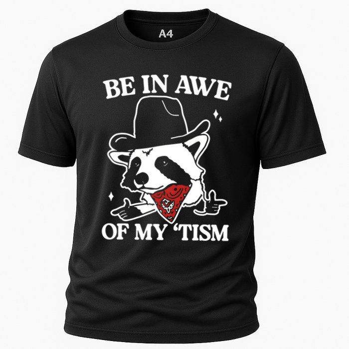 Be In Awe Of My Tism Funny Racoon Meme Retro Performance Shirt