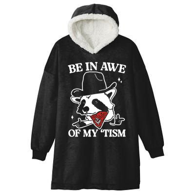 Be In Awe Of My Tism Funny Racoon Meme Retro Hooded Wearable Blanket