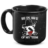 Be In Awe Of My Tism Funny Racoon Meme Retro 15oz Campfire Ceramic Mug