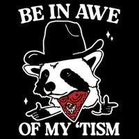 Be In Awe Of My Tism Funny Racoon Meme Retro Flatbill Hat