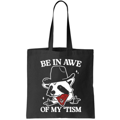 Be In Awe Of My Tism Funny Racoon Meme Retro Bag