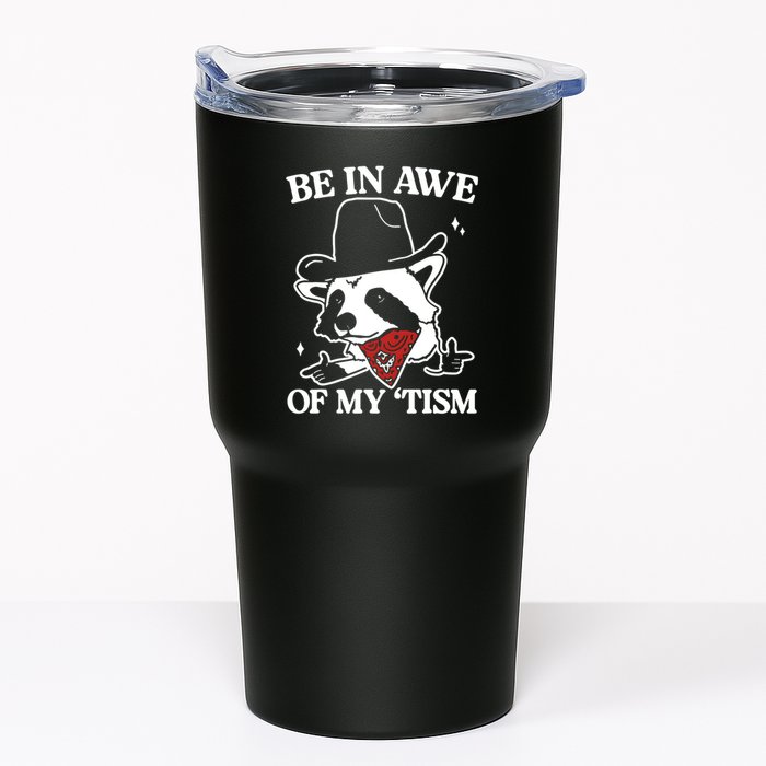 Be In Awe Of My Tism Funny Racoon Meme Retro Tumbler