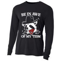 Be In Awe Of My Tism Funny Racoon Meme Retro Cooling Performance Long Sleeve Crew