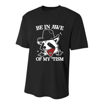 Be In Awe Of My Tism Funny Racoon Meme Retro Youth Performance Sprint T-Shirt