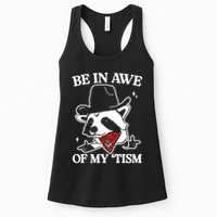 Be In Awe Of My Tism Funny Racoon Meme Retro Womens Tank Top