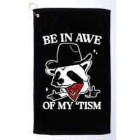 Be In Awe Of My Tism Funny Racoon Meme Retro Golf Towel