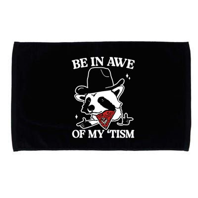 Be In Awe Of My Tism Funny Racoon Meme Retro Microfiber Hand Towel