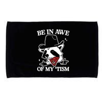 Be In Awe Of My Tism Funny Racoon Meme Retro Microfiber Hand Towel