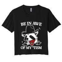 Be In Awe Of My Tism Funny Racoon Meme Retro Crop Top