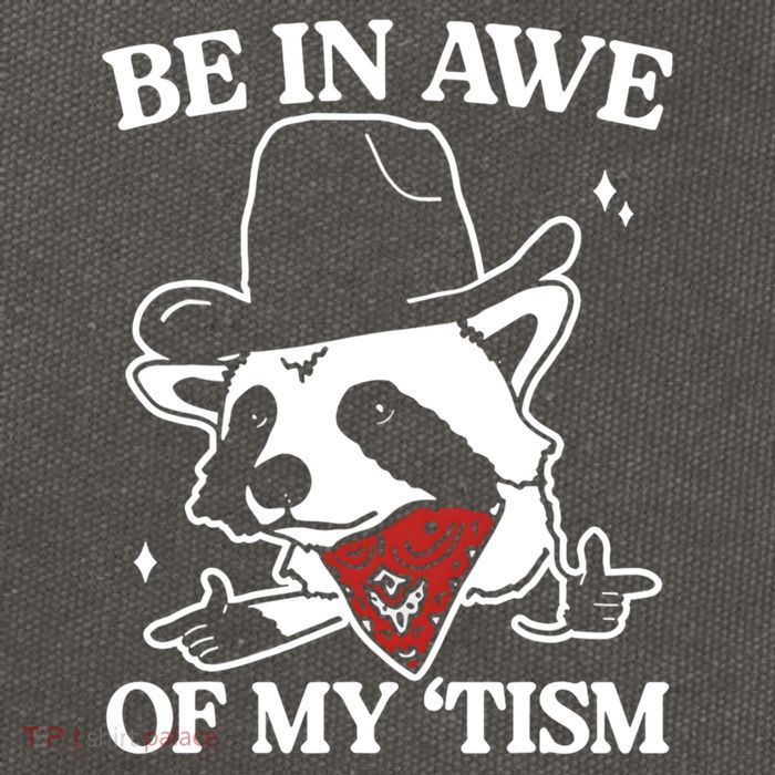 Be In Awe Of My Tism Funny Racoon Meme Retro Cotton Canvas Backpack