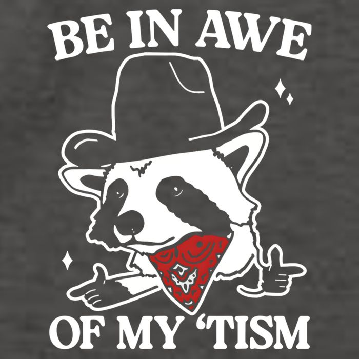 Be In Awe Of My Tism Funny Racoon Meme Retro Vector Backpack