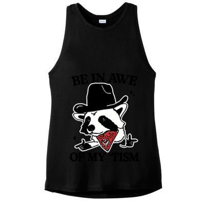 Be In Awe Of My Tism Funny Racoon Meme Retro Ladies PosiCharge Tri-Blend Wicking Tank