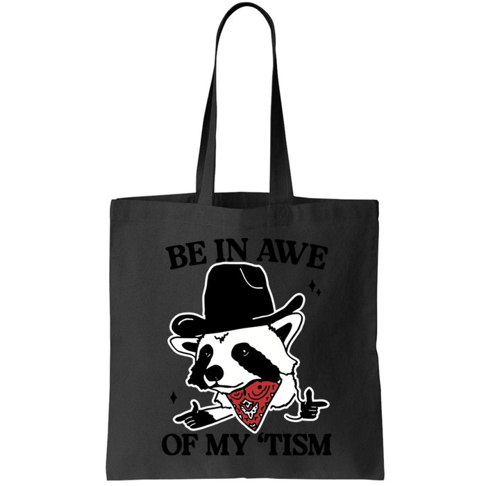Be In Awe Of My Tism Funny Racoon Meme Retro Bag