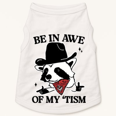 Be In Awe Of My Tism Funny Racoon Meme Retro Doggie Tank
