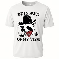 Be In Awe Of My Tism Funny Racoon Meme Retro Cooling Performance Crew T-Shirt