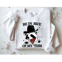 Be In Awe Of My Tism Funny Racoon Meme Retro Sweatshirt