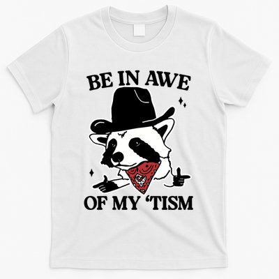 Be In Awe Of My Tism Funny Racoon Meme Retro T-Shirt