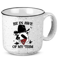 Be In Awe Of My Tism Funny Racoon Meme Retro 15oz Campfire Ceramic Mug