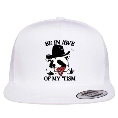 Be In Awe Of My Tism Funny Racoon Meme Retro Flatbill Hat