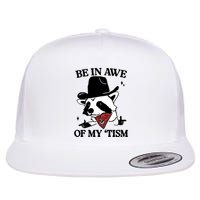 Be In Awe Of My Tism Funny Racoon Meme Retro Flat Bill Trucker Hat