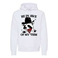 Be In Awe Of My Tism Funny Racoon Meme Retro Premium Hoodie