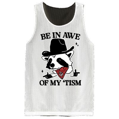 Be In Awe Of My Tism Funny Racoon Meme Retro Mesh Reversible Basketball Jersey Tank