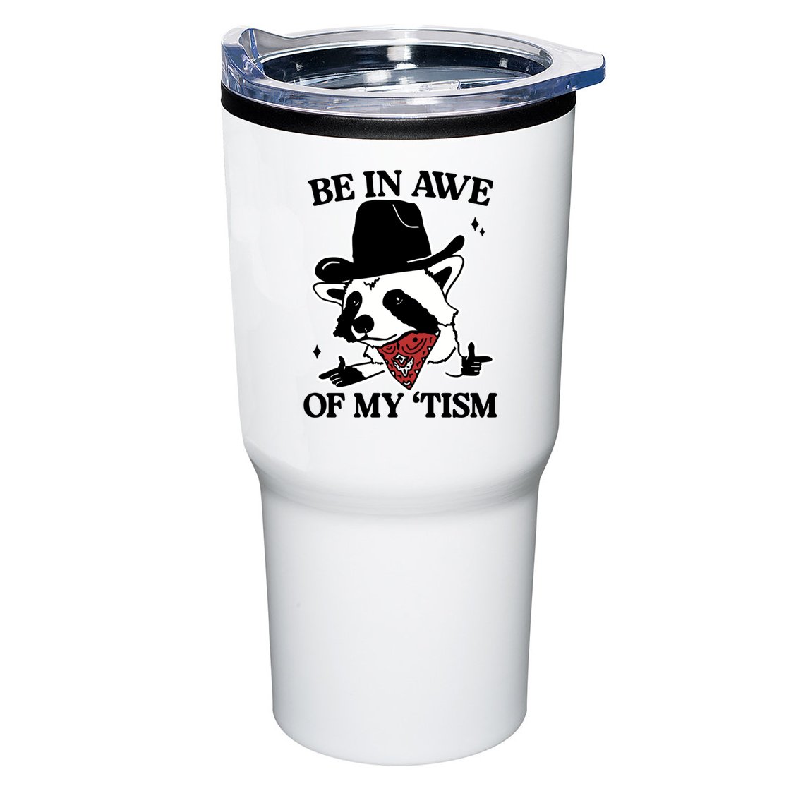 Be In Awe Of My Tism Funny Racoon Meme Retro Tumbler
