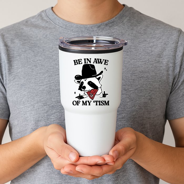 Be In Awe Of My Tism Funny Racoon Meme Retro Tumbler
