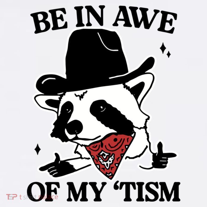 Be In Awe Of My Tism Funny Racoon Meme Retro Magnet