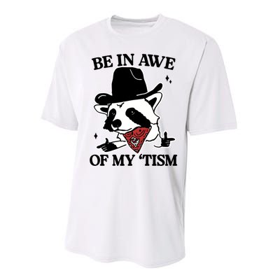 Be In Awe Of My Tism Funny Racoon Meme Retro Performance Sprint T-Shirt