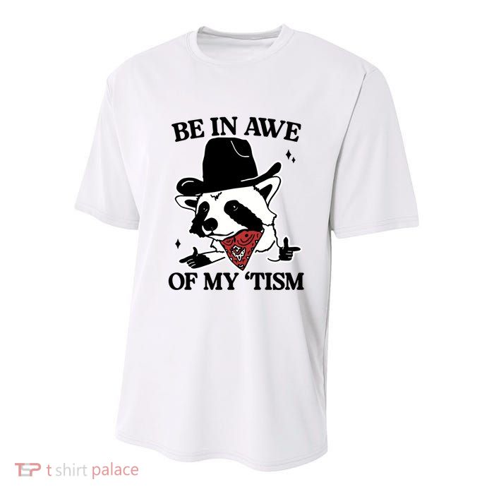 Be In Awe Of My Tism Funny Racoon Meme Retro Youth Performance Sprint T-Shirt