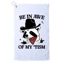 Be In Awe Of My Tism Funny Racoon Meme Retro Golf Towel