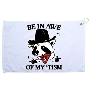 Be In Awe Of My Tism Funny Racoon Meme Retro Grommeted Golf Towel