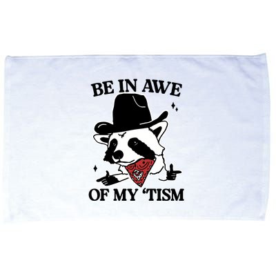 Be In Awe Of My Tism Funny Racoon Meme Retro Microfiber Hand Towel