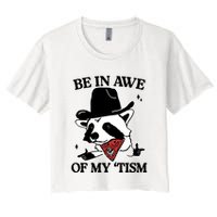 Be In Awe Of My Tism Funny Racoon Meme Retro Crop Top